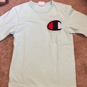 Mens size medium champion t-shirt, aqua color